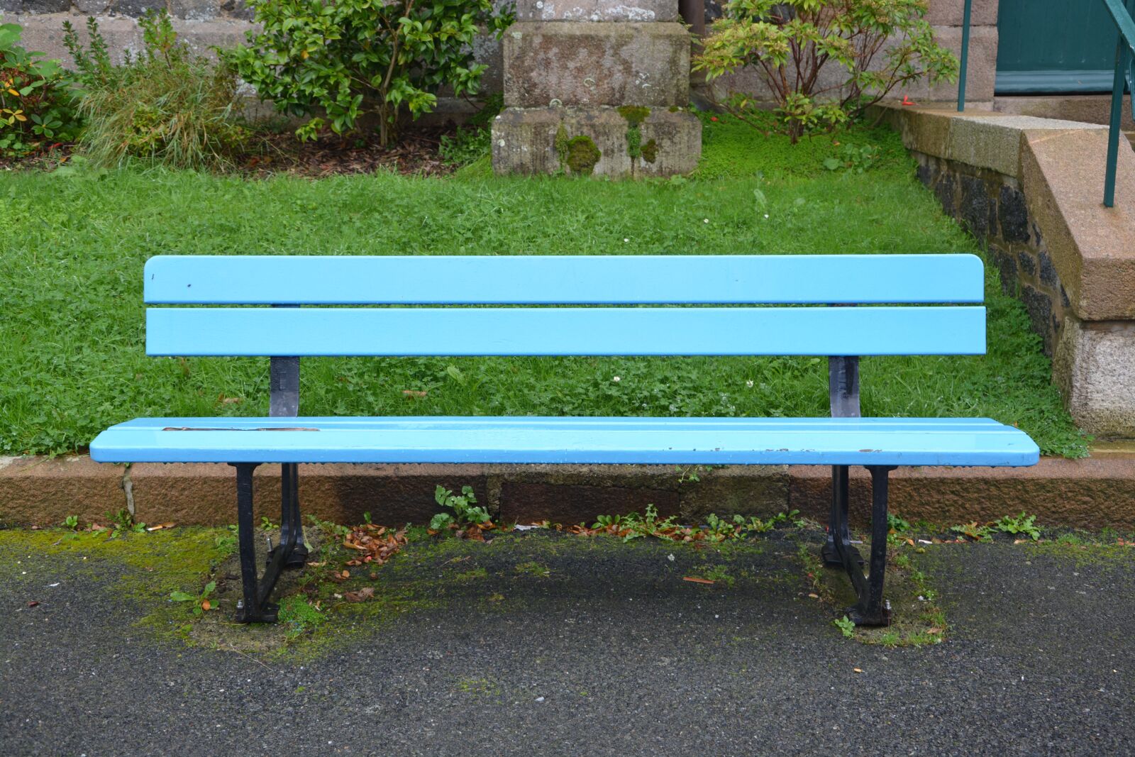 Nikon D5200 sample photo. Bench park bench, blue photography