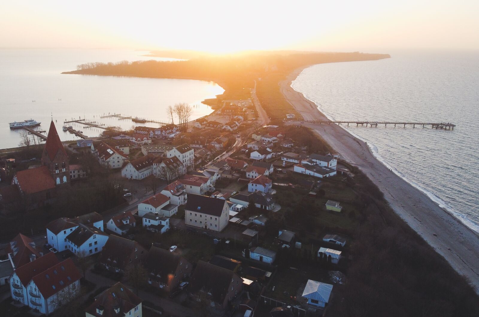 DJI FC7203 sample photo. Sunset, coast, sea photography