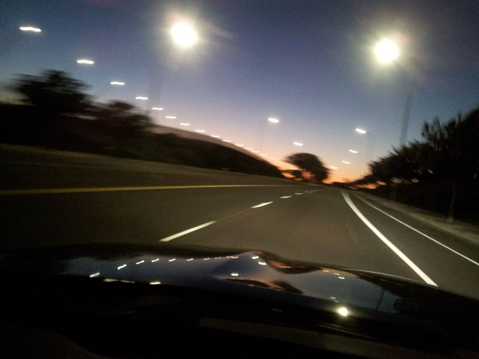 Samsung Galaxy S2 sample photo. Driving, high, speed, sunset photography