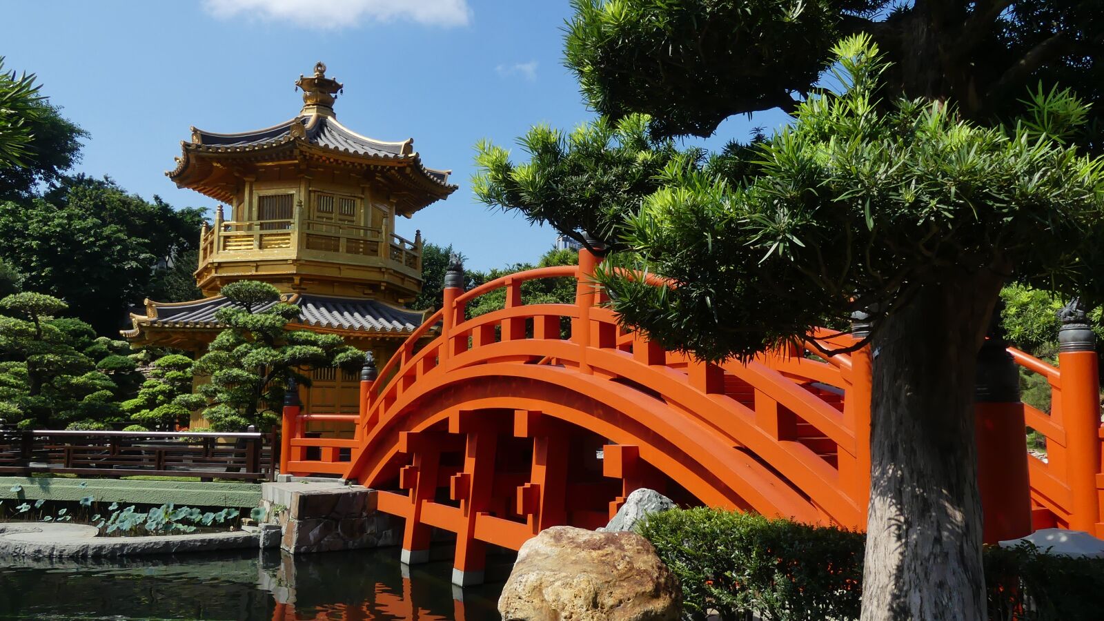 Panasonic Lumix DMC-FZ300 sample photo. Chinese garden, pagoda, bridge photography