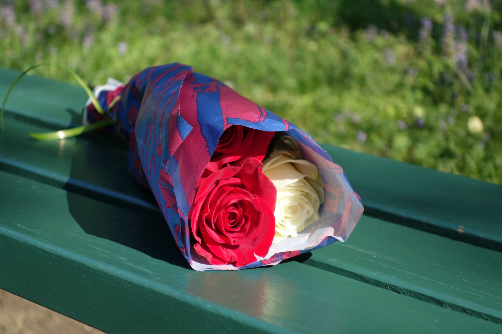 Sony Cyber-shot DSC-RX100 II sample photo. Rose bouquet, empty bench photography