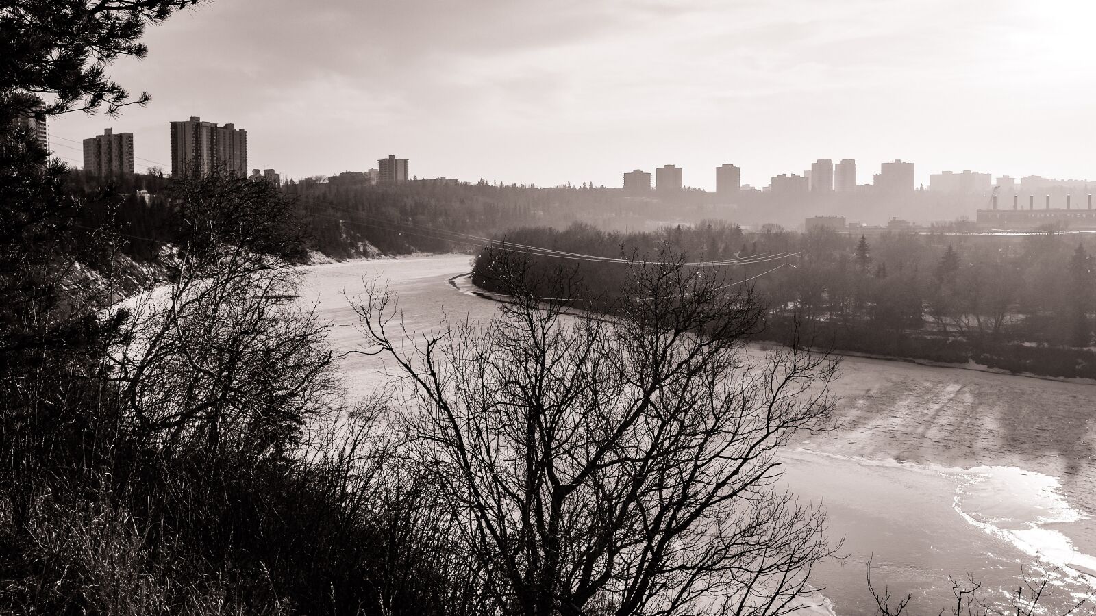 Fujifilm X100T sample photo. Ice, river, edmonton photography