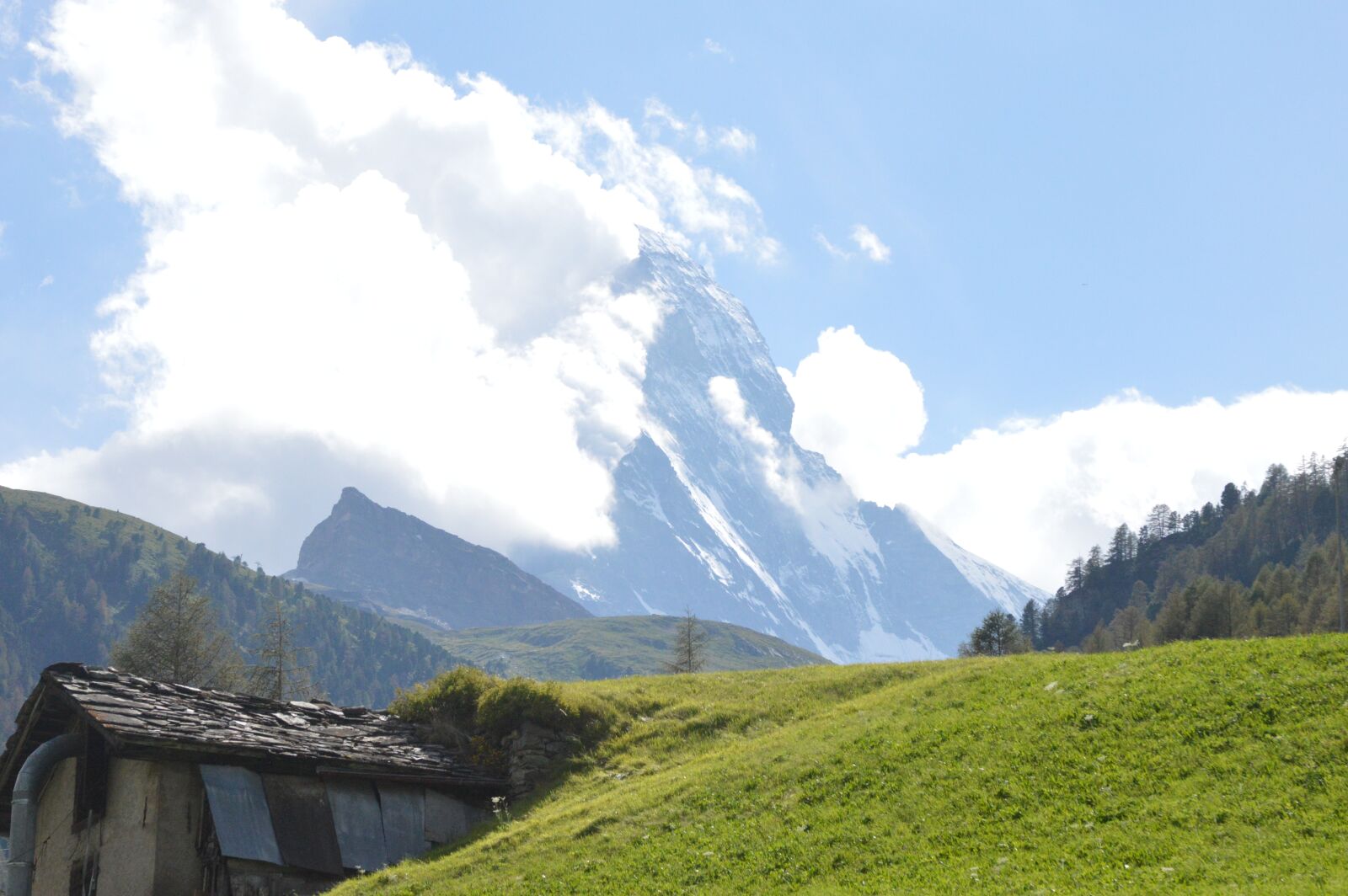 Nikon D3200 sample photo. Matterhorn, pasture, shed photography