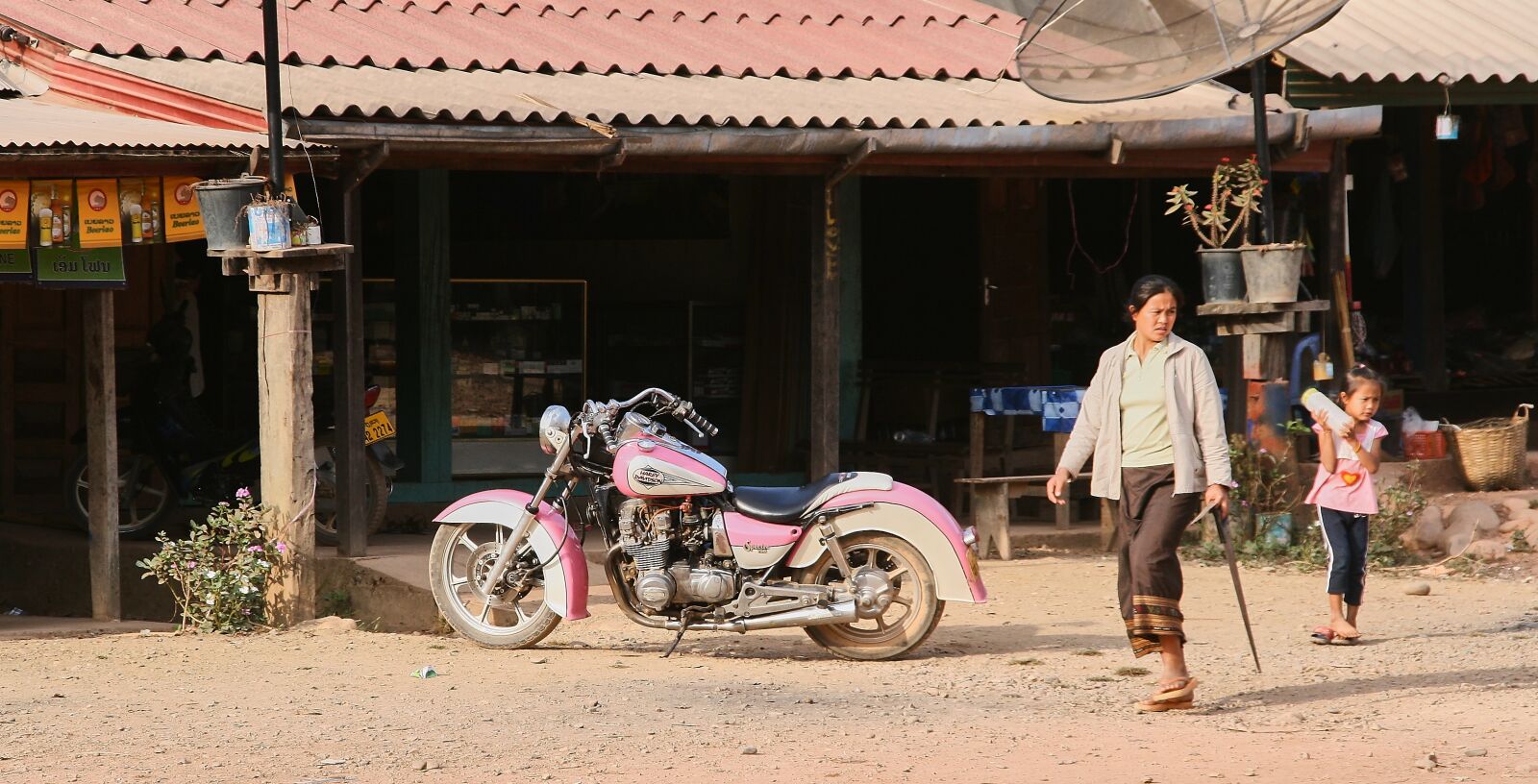 Canon EOS 400D (EOS Digital Rebel XTi / EOS Kiss Digital X) sample photo. Harley davidson, pink, motorcycle photography