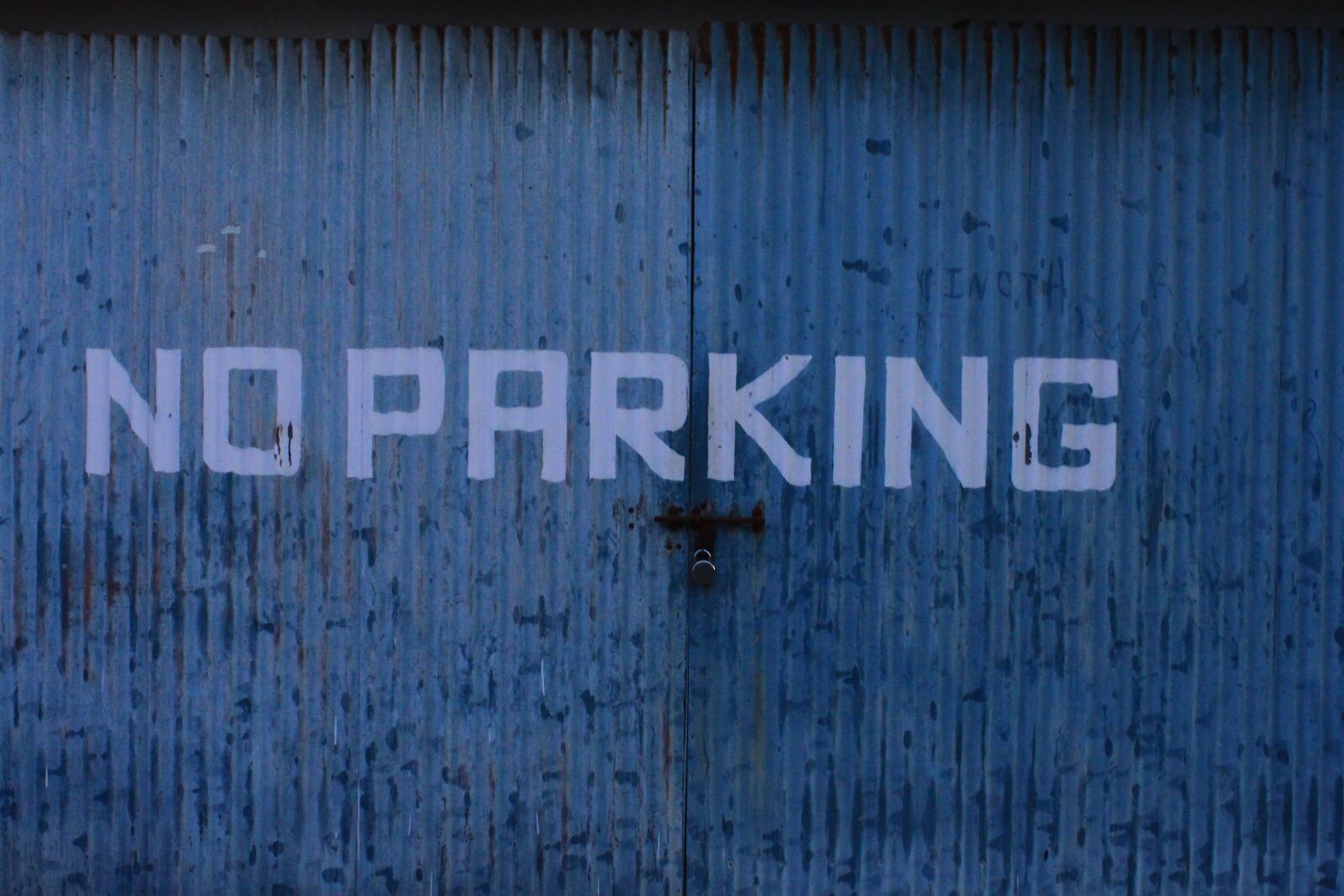 Canon EOS 500D (EOS Rebel T1i / EOS Kiss X3) sample photo. No parking, blue, sign photography