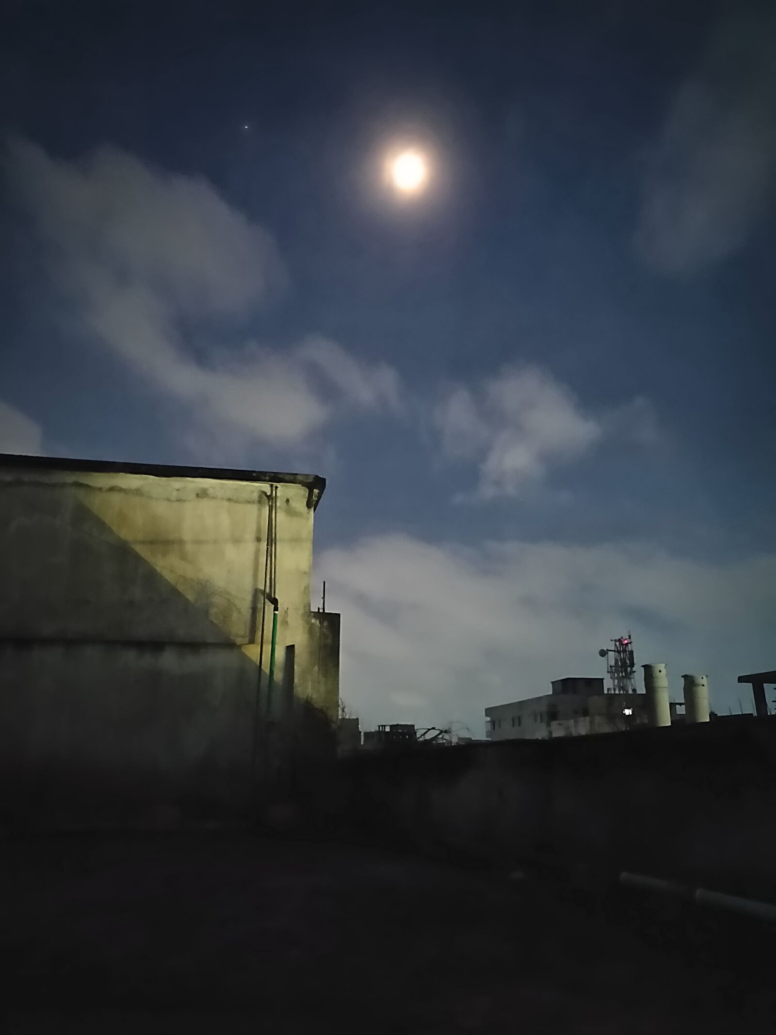 OnePlus A6010 sample photo. Moon, night, roof photography