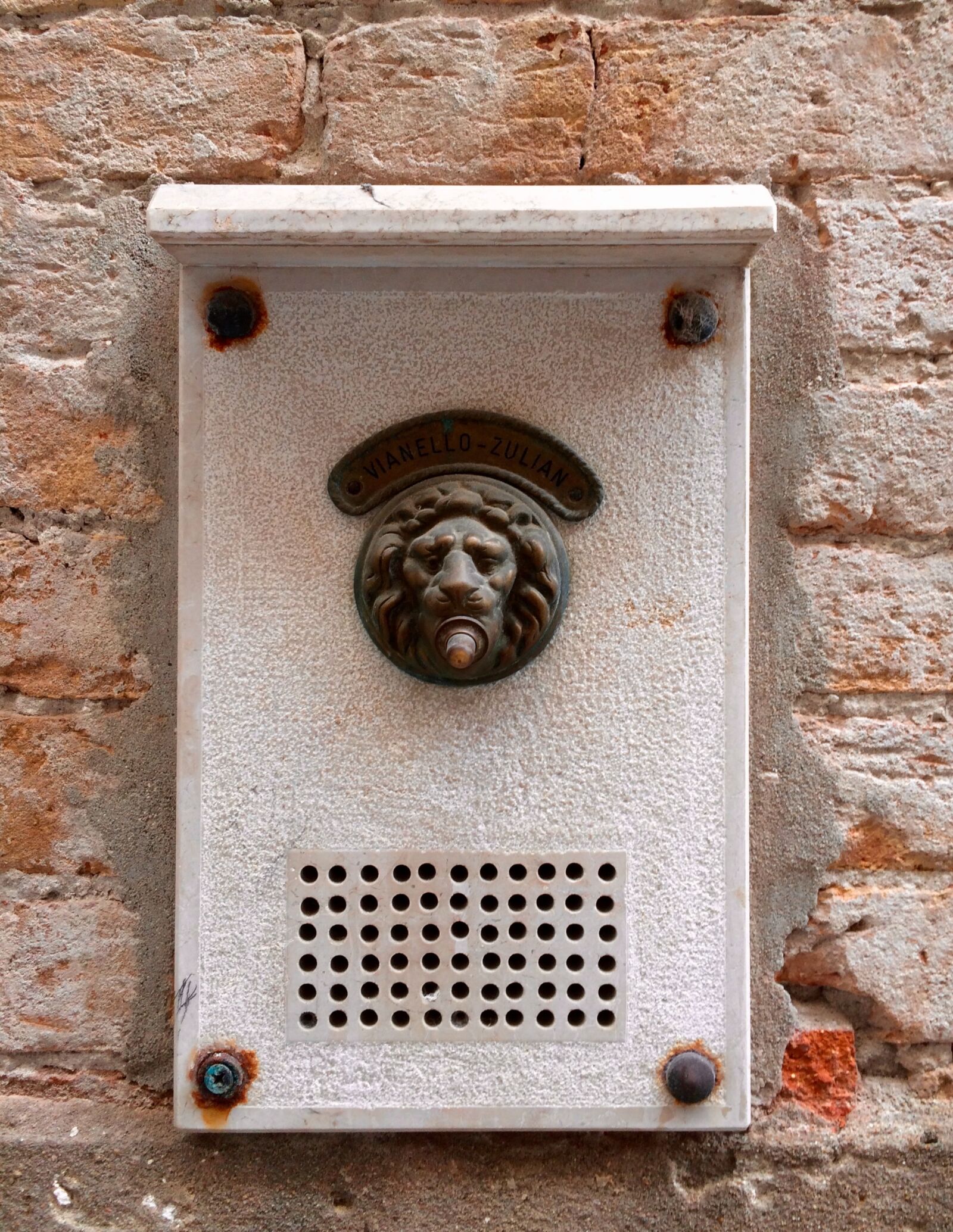 Apple iPhone 5s sample photo. Door bell, venice, lion photography