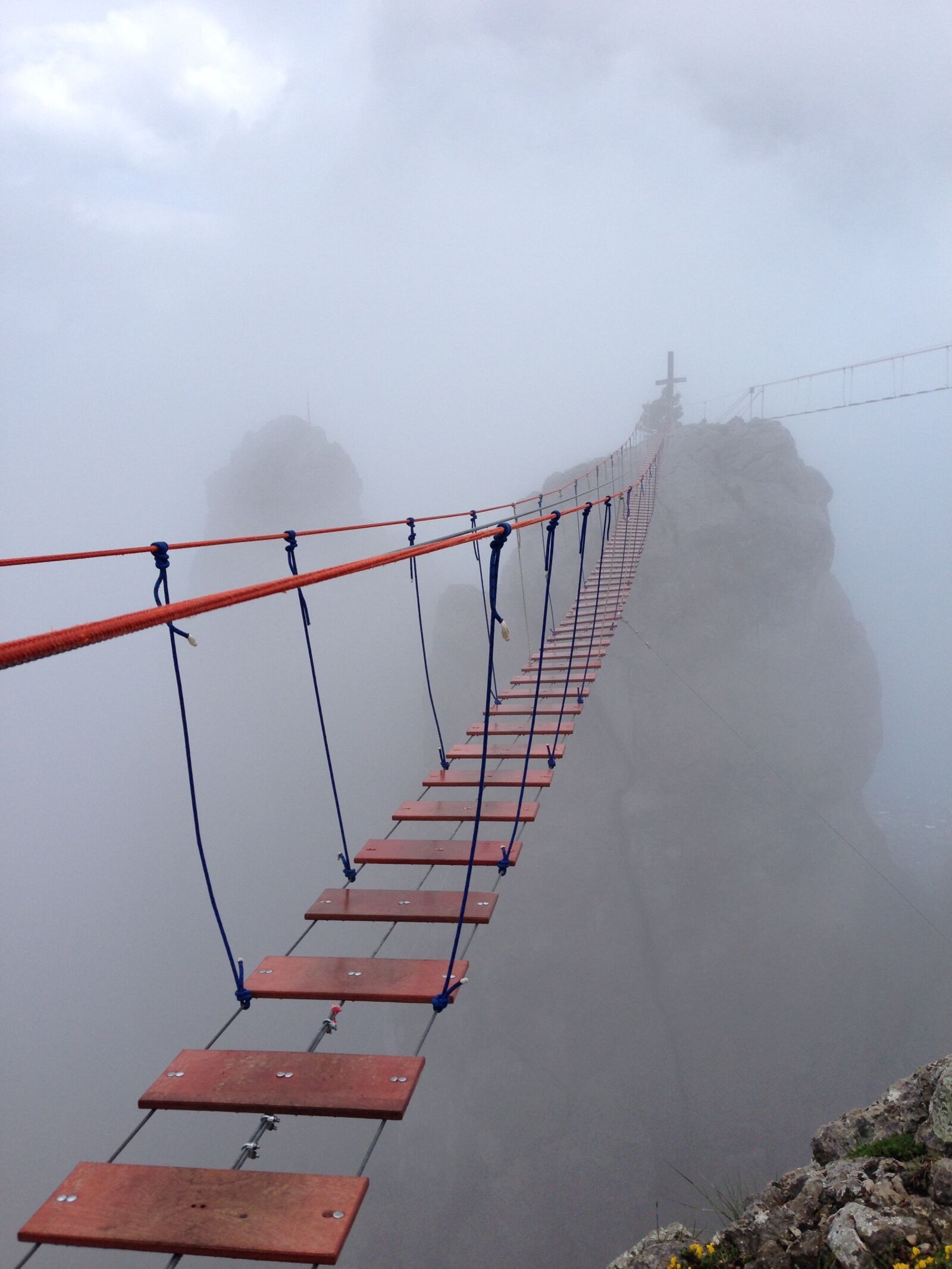 iPhone 5 back camera 4.12mm f/2.4 sample photo. Mountains, fog, bridge photography