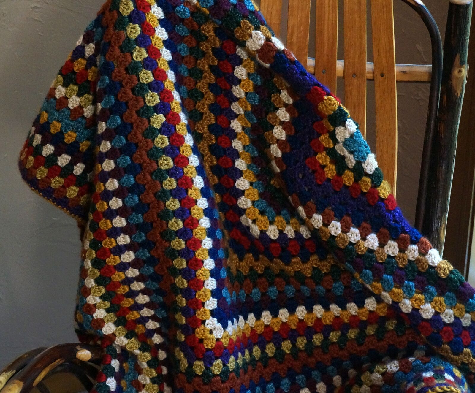 Sony Alpha NEX-5T sample photo. Colorful crocheted afghan, afghan photography