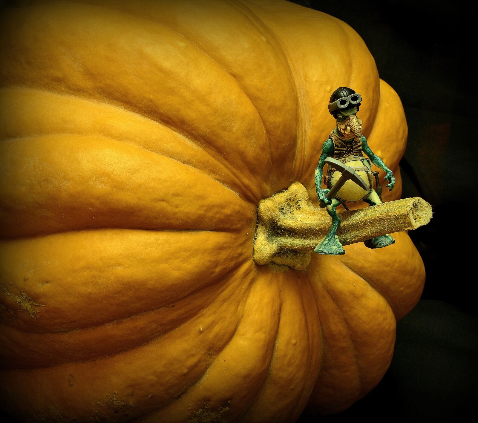 Nikon D5100 sample photo. Surrealism, pumpkin, toy photography