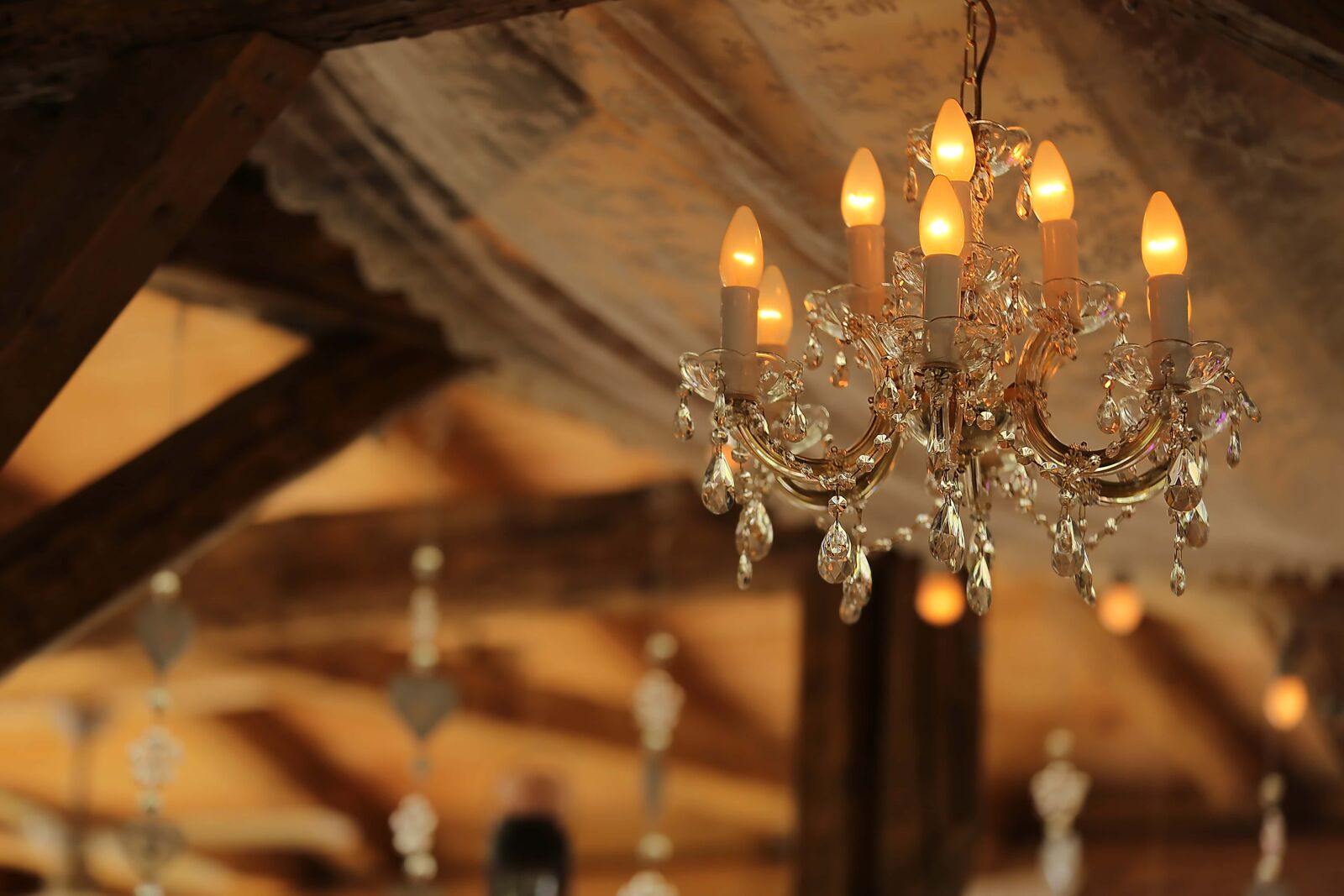Canon EF 70-200mm F2.8L IS II USM sample photo. Chandelier, lights, orange yellow photography