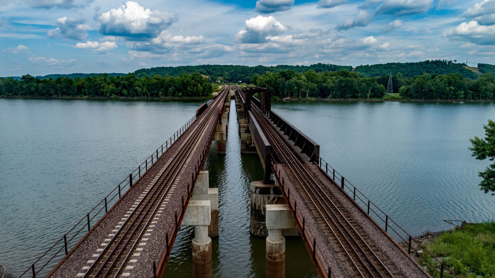 DJI FC6310 sample photo. Railway, bridge, river photography