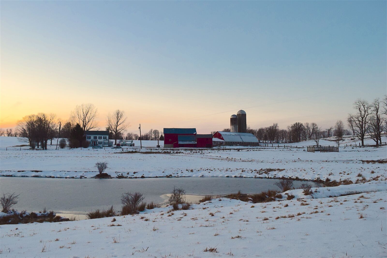 Nikon D3300 sample photo. Snow, farm, sunset photography