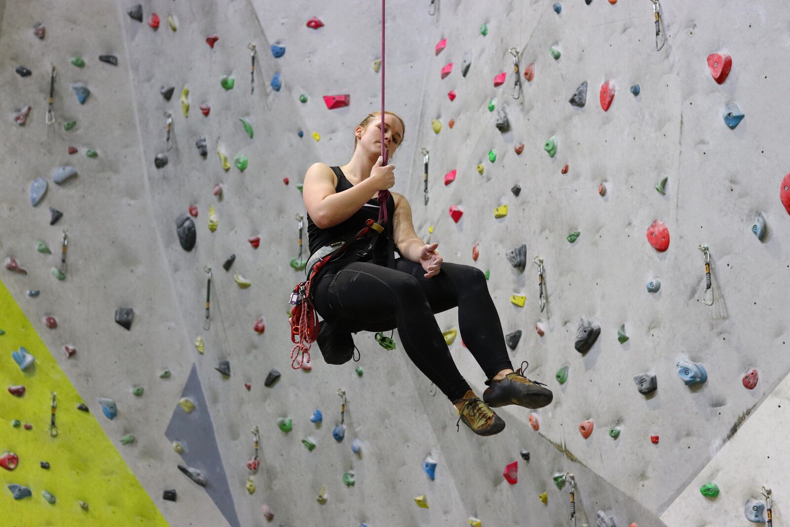Canon EOS 77D (EOS 9000D / EOS 770D) + Canon EF 50mm F1.8 STM sample photo. Rock climbing wall, performance photography