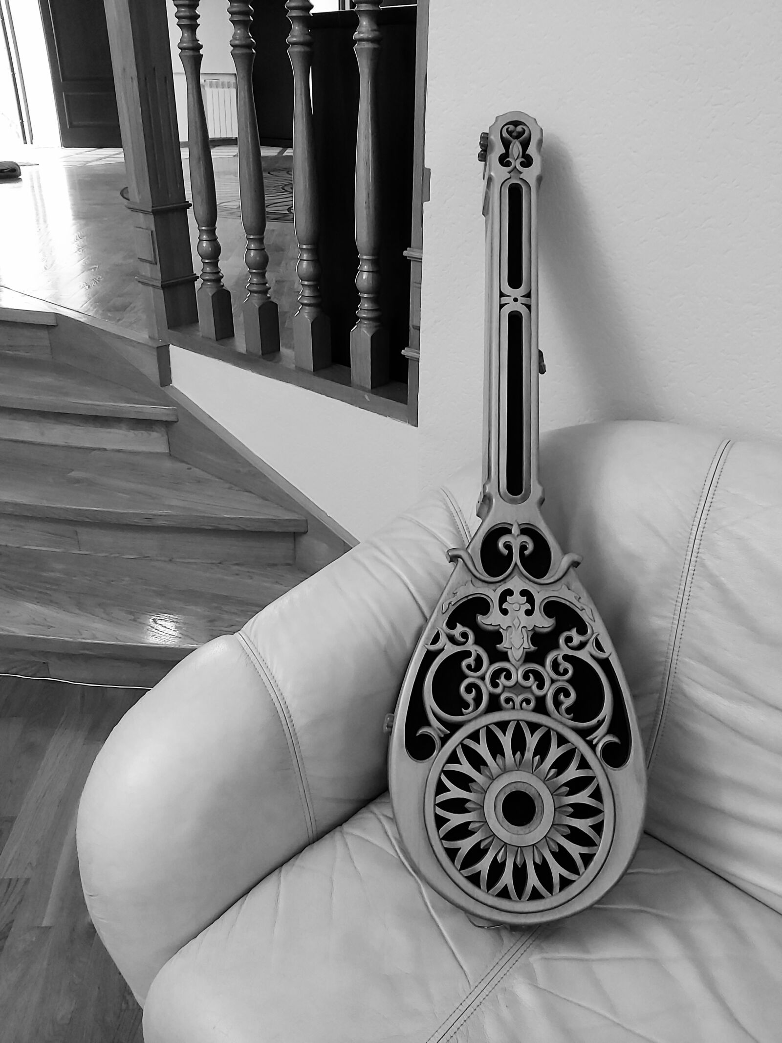 Samsung Galaxy A70 sample photo. Musical instruments, wood, ladder photography