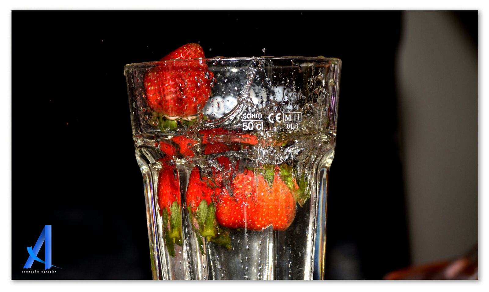 Nikon D3300 sample photo. Arunsphotography, glass, strawberries, water photography