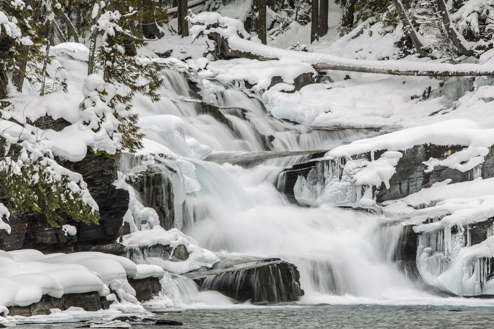 Canon EOS 5D Mark III sample photo. Mcdonald creek, winter, snow photography