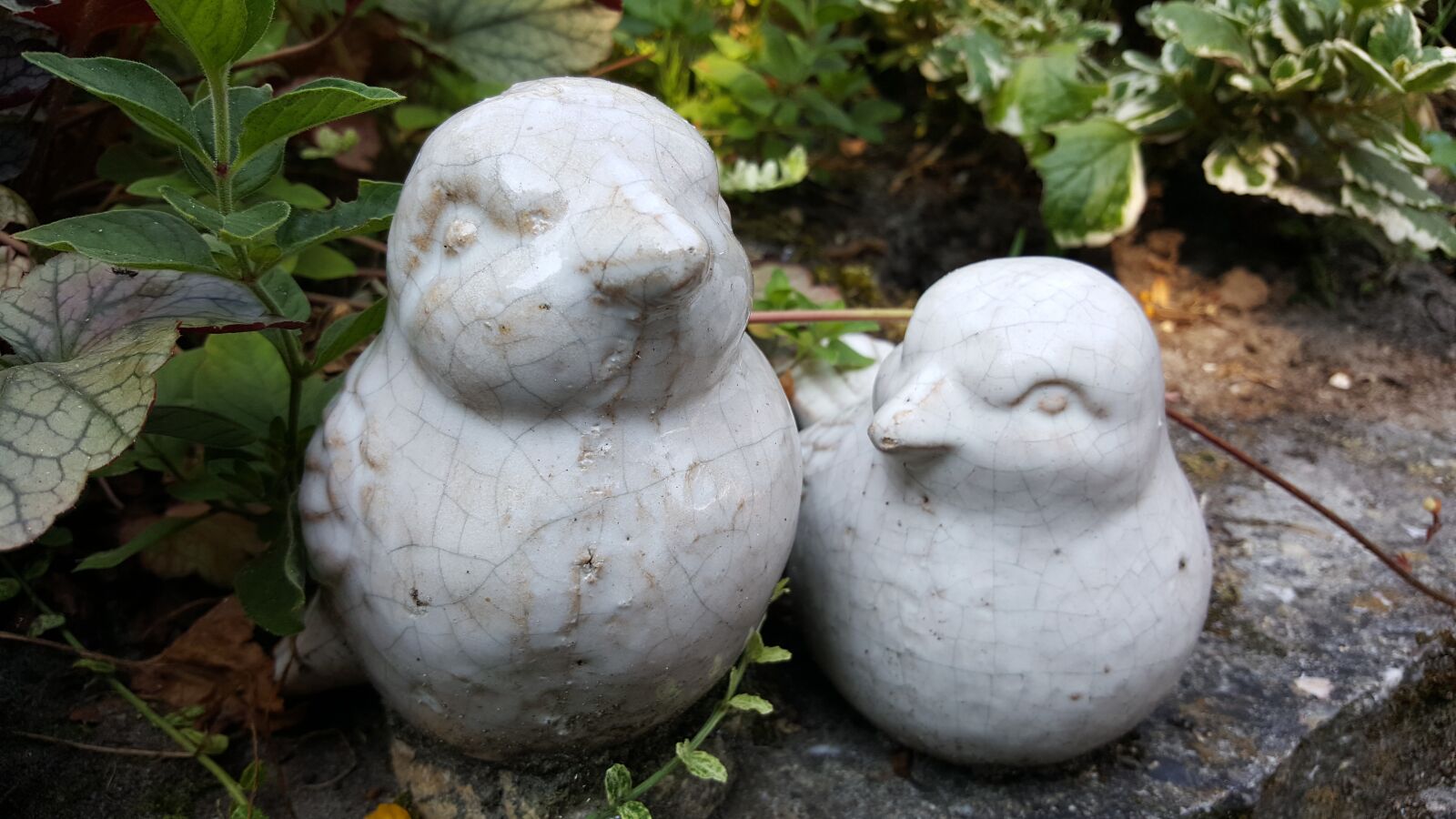 Samsung Galaxy S6 sample photo. Figurine, garden, birds photography