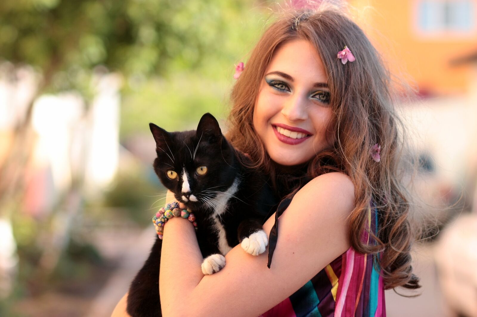 Canon EOS 450D (EOS Rebel XSi / EOS Kiss X2) sample photo. Girl, cat, love photography