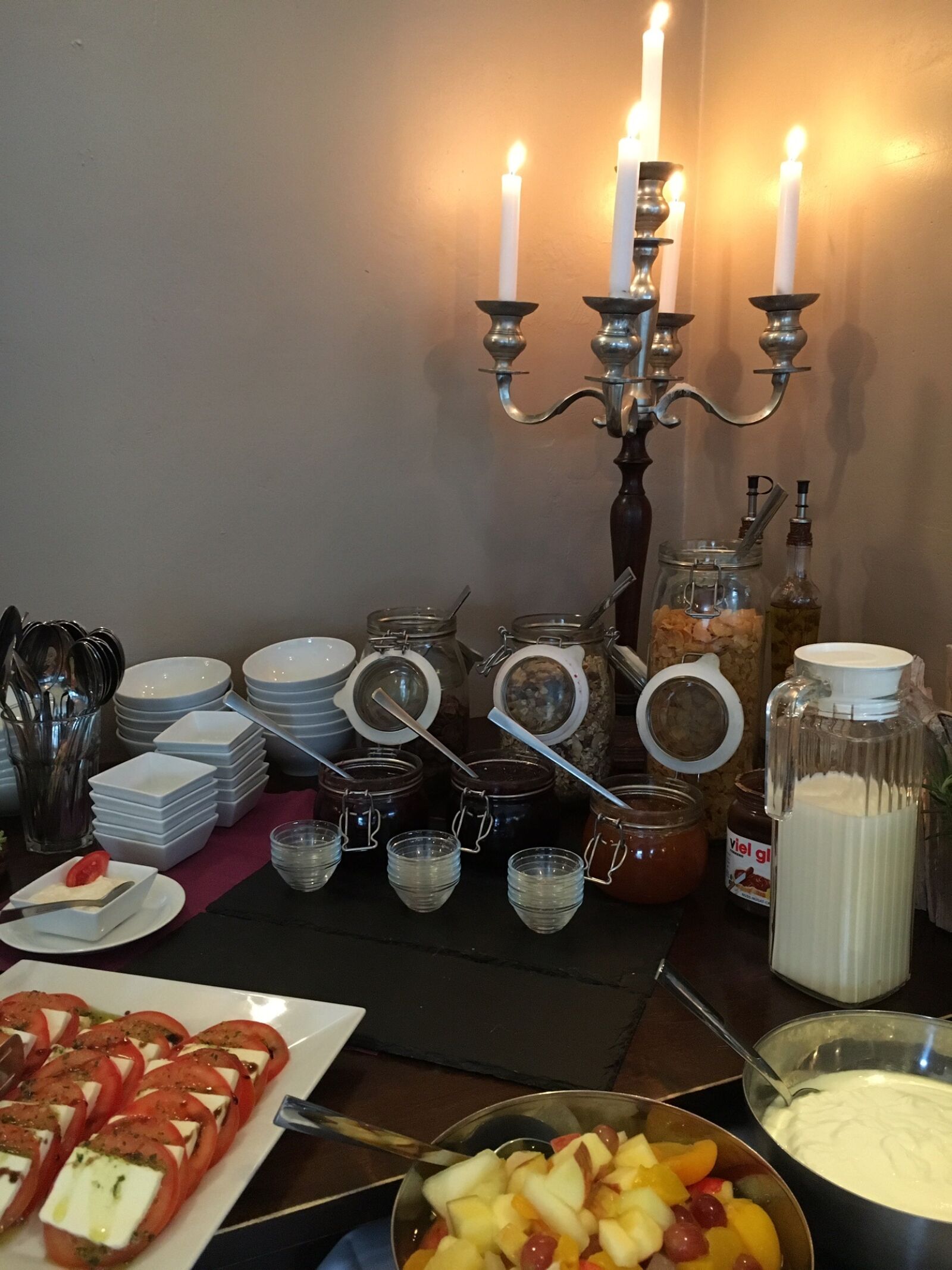 Apple iPhone 6s sample photo. Candle holders, breakfast, delicious photography