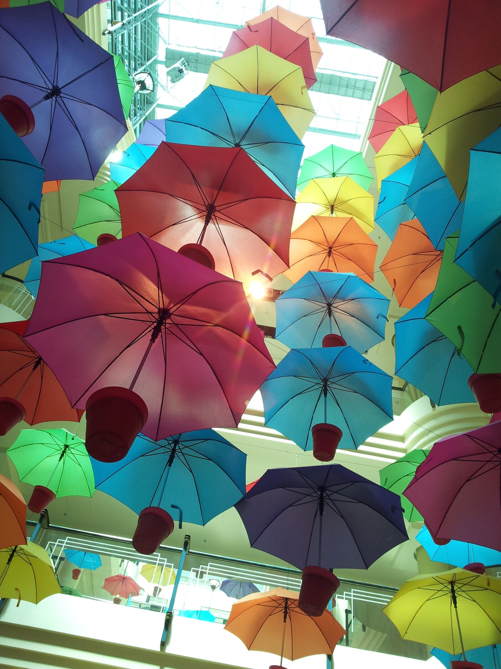 Samsung Galaxy S2 sample photo. Umbrella, hang, pots photography