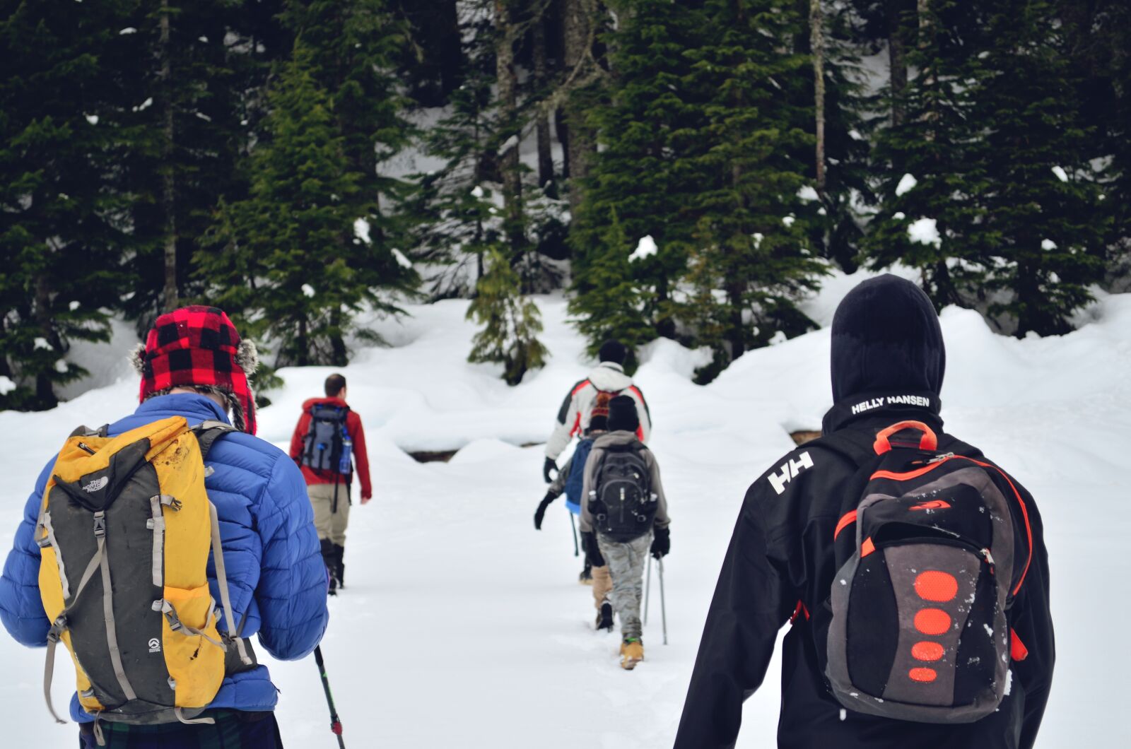 Nikon D5100 sample photo. Group hike, snow hike photography