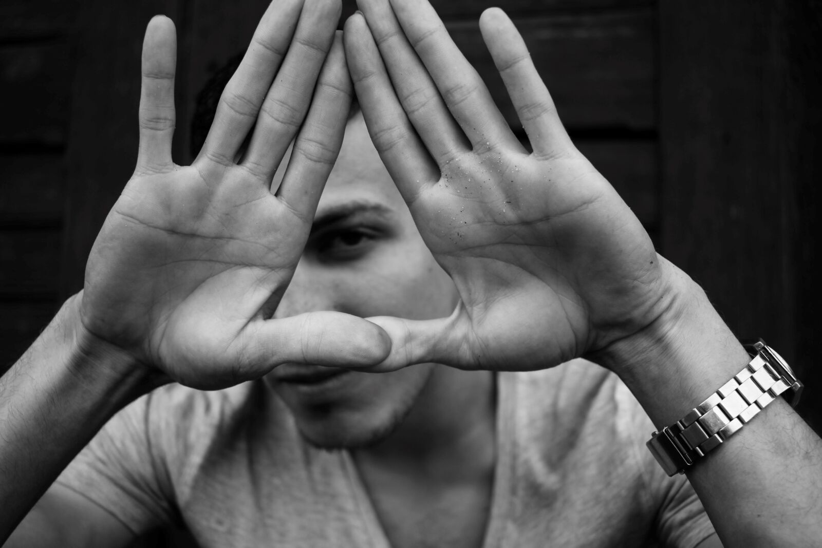 Canon EF-S 24mm F2.8 STM sample photo. Human, black white, hands photography