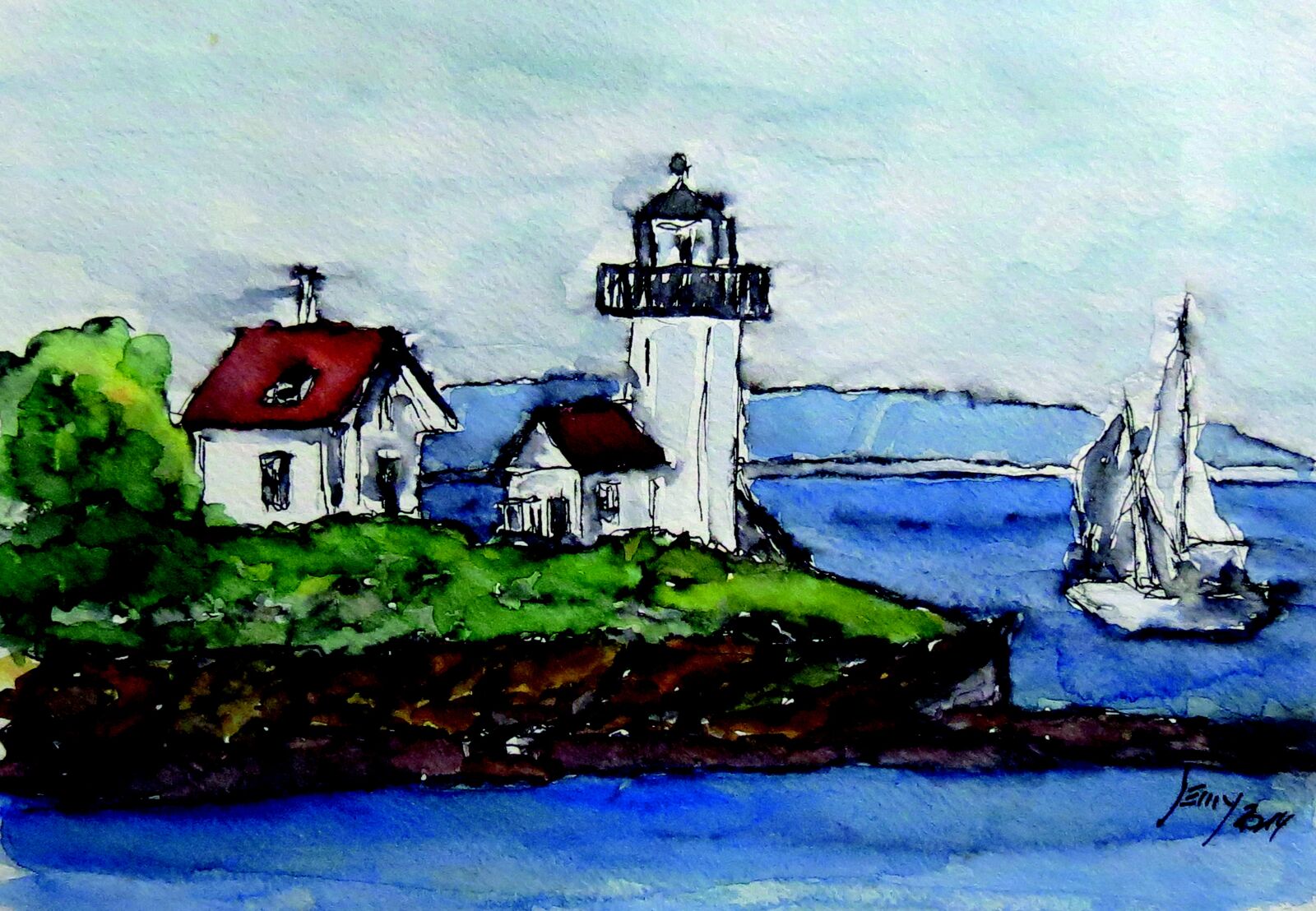 Canon PowerShot SX40 HS sample photo. Watercolour, lighthouse, painting photography