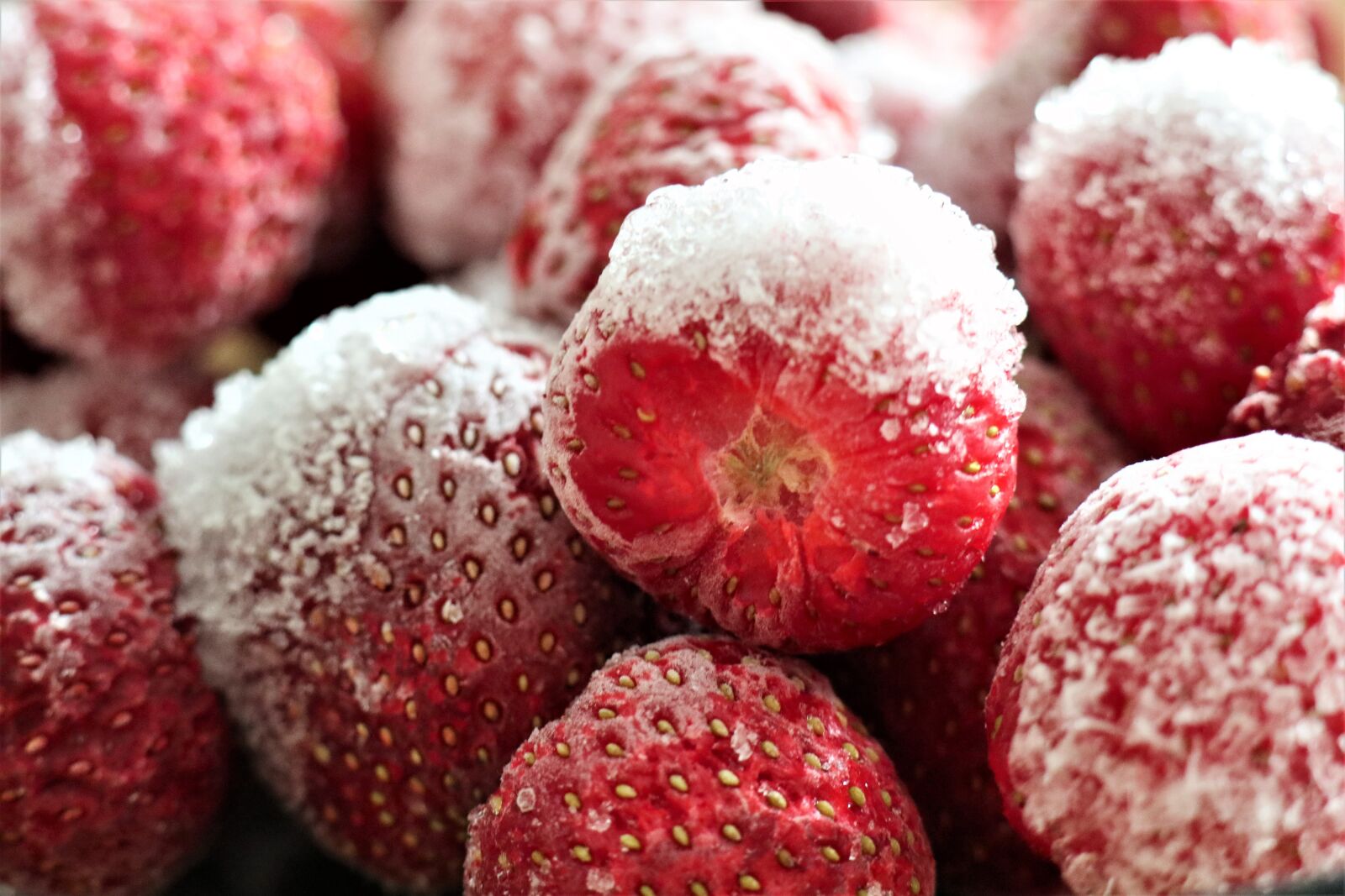 Canon EOS M6 sample photo. Strawberries, fruit, frozen photography