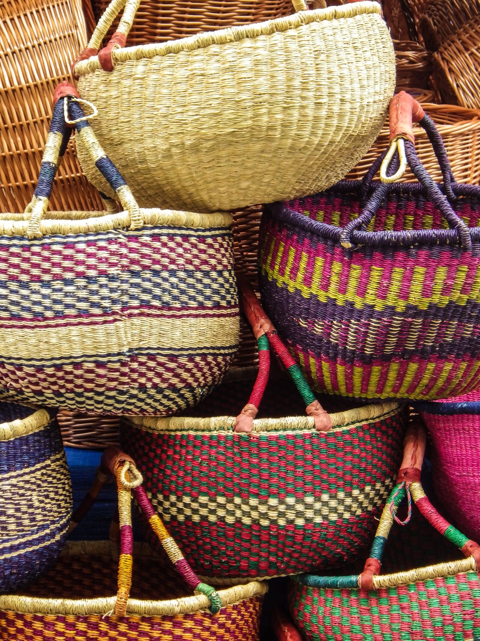 Pentax Optio WG-2 sample photo. Market, baskets, woven photography