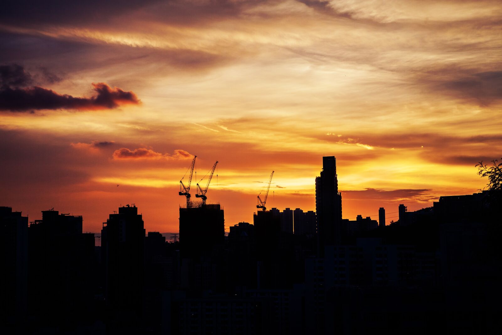 Canon EF 24-70mm F2.8L USM sample photo. Construction, silhouette, sunset photography