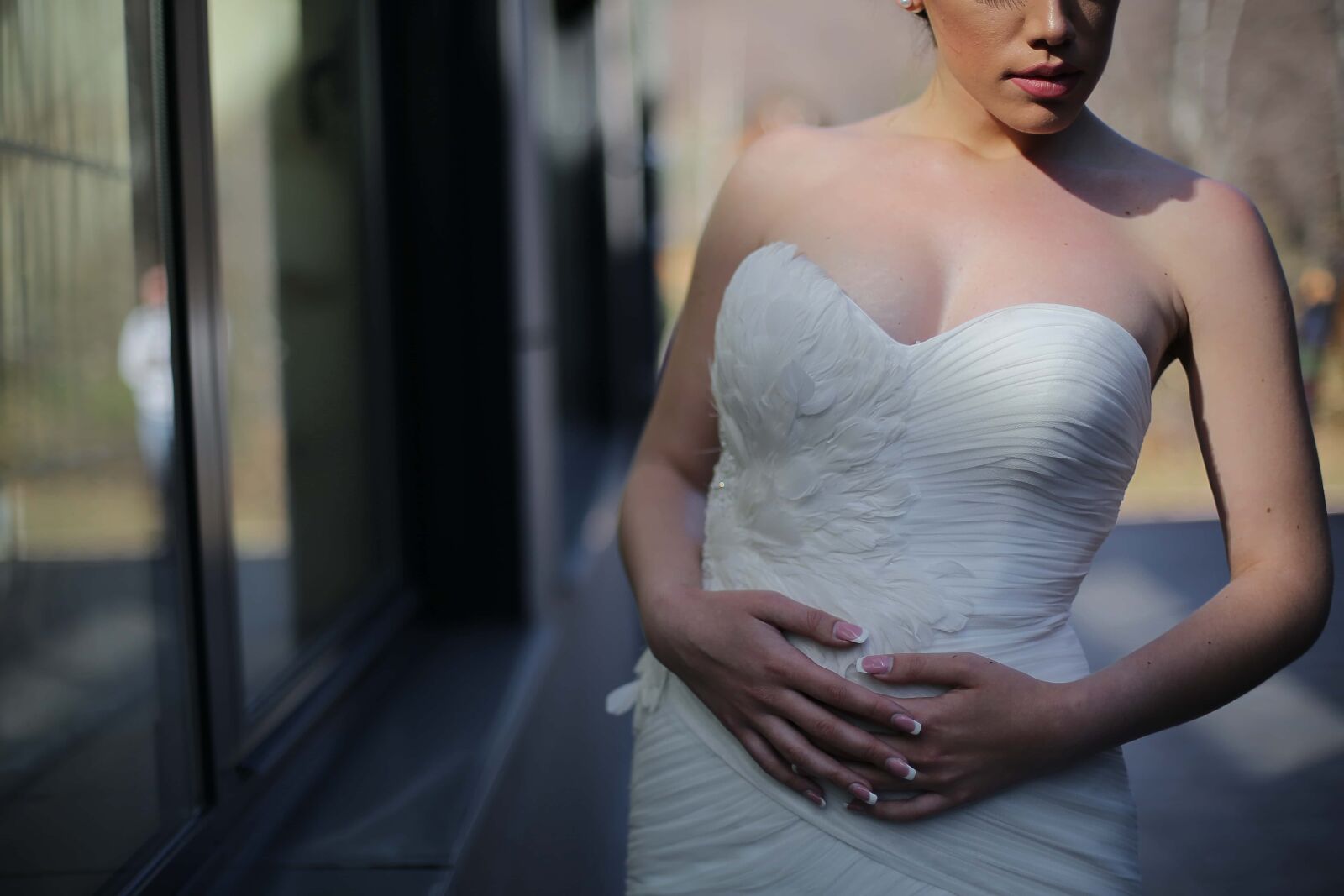 Canon EF 50mm F1.4 USM sample photo. Wedding dress, feather, pretty photography