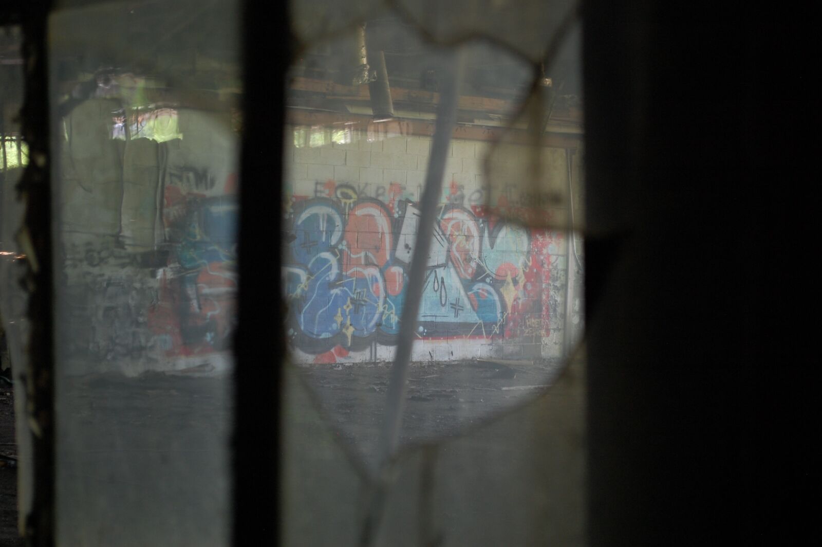 Nikon D40 sample photo. Broken, window, graffiti photography