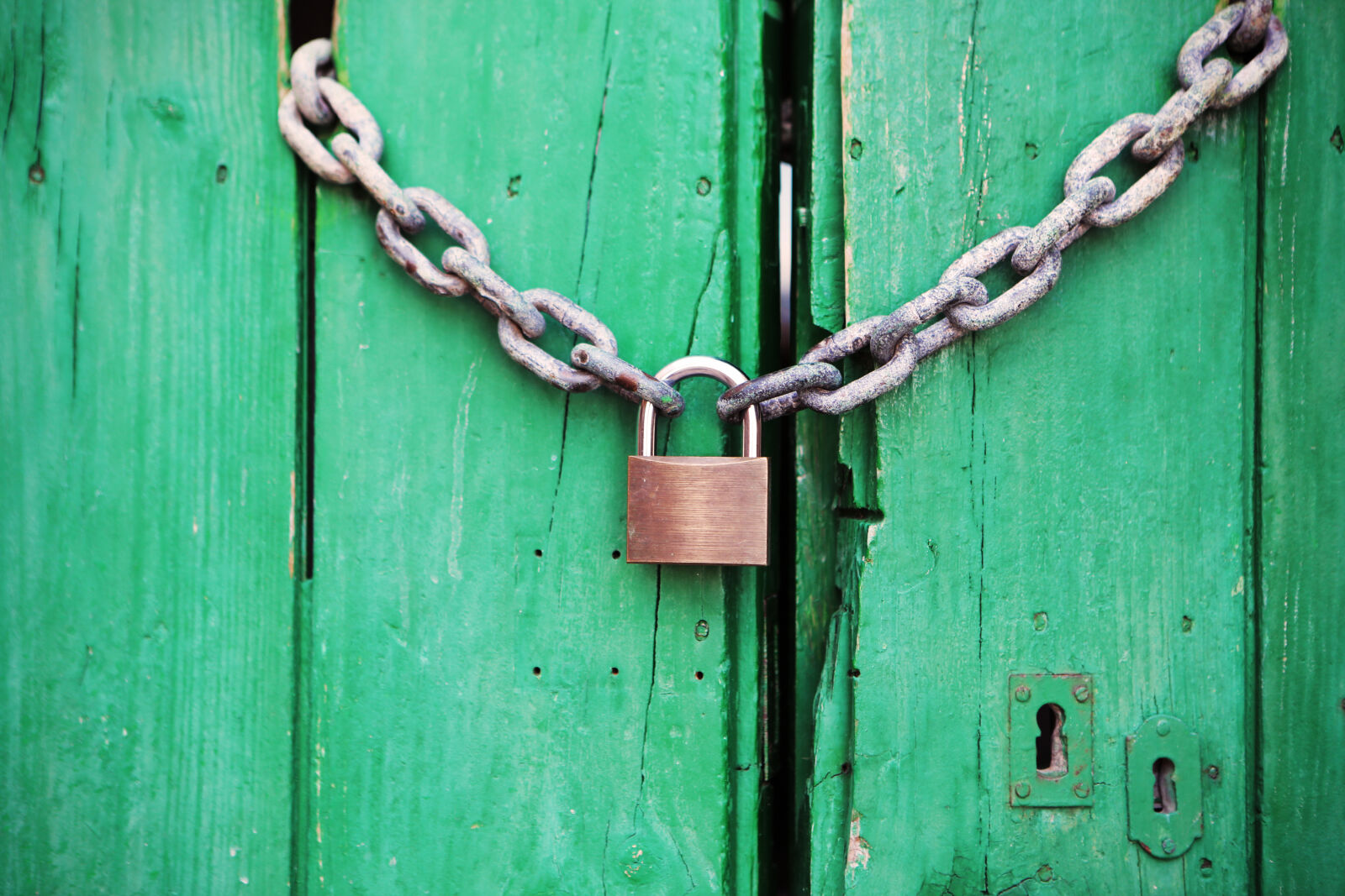 Canon EF 24-70mm F2.8L USM sample photo. Door, green, closed, lock photography