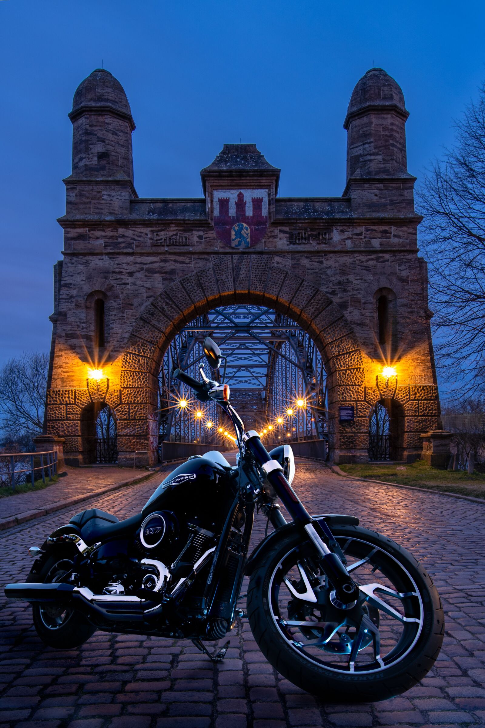 2059 sample photo. Bridge, night, harley davidson photography