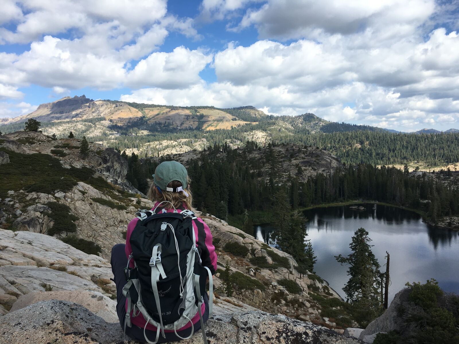 Apple iPhone 6s sample photo. Clouds, lake, backpack photography