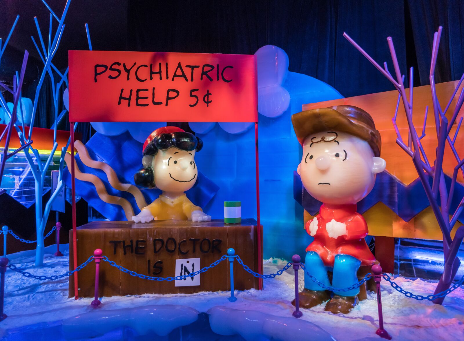 Sony a7R II + Sony FE 24-240mm F3.5-6.3 OSS sample photo. Ice sculptures, peanuts, charlie photography