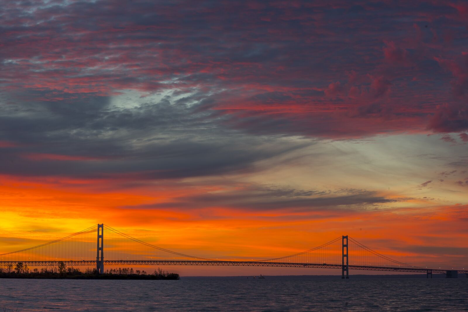 Nikon D810 sample photo. Mackinac bridge, sunrise, scenery photography