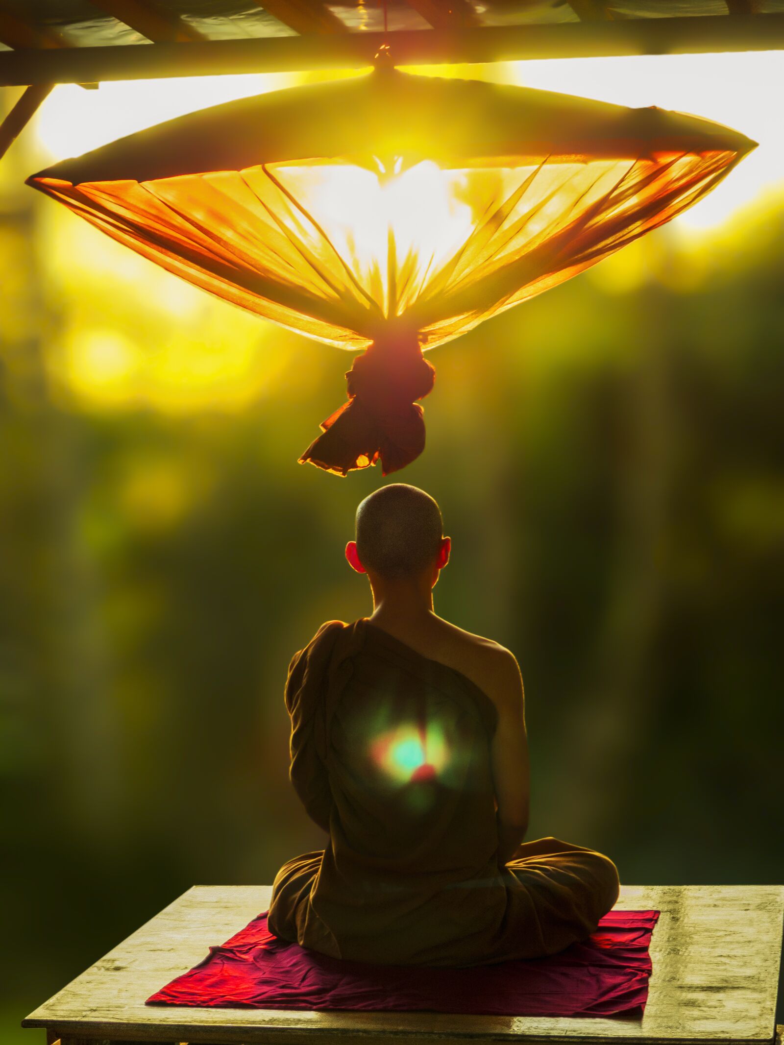 Olympus OM-D E-M10 sample photo. Theravada buddhism, meditate, umbrella photography