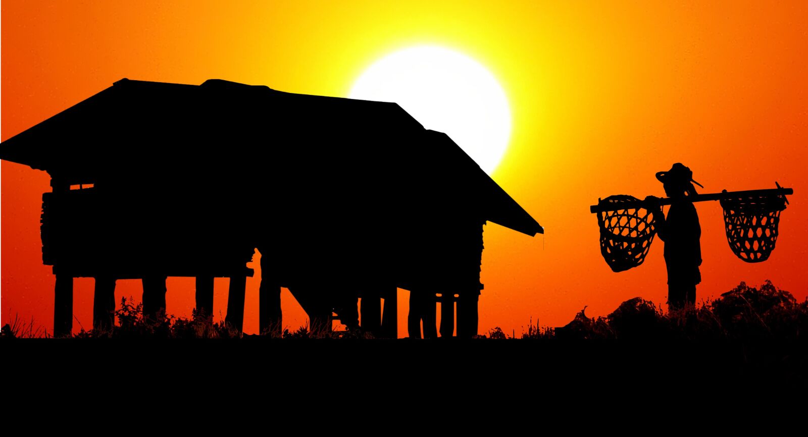Panasonic Lumix DMC-FZ200 sample photo. Sunset, asia, farmer photography