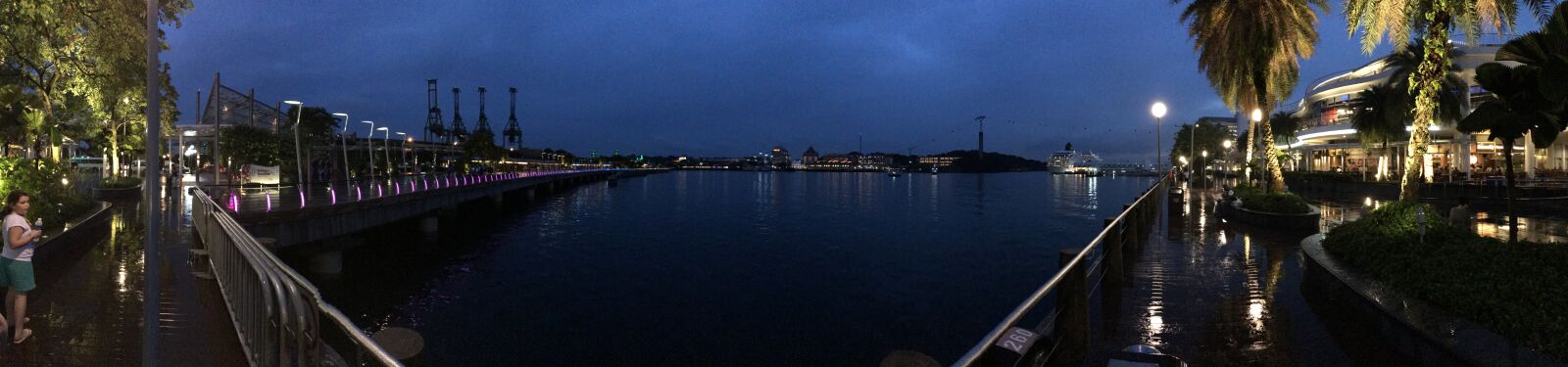 iPhone 7 back camera 3.99mm f/1.8 sample photo. Harbour, night, panorama, promenade photography