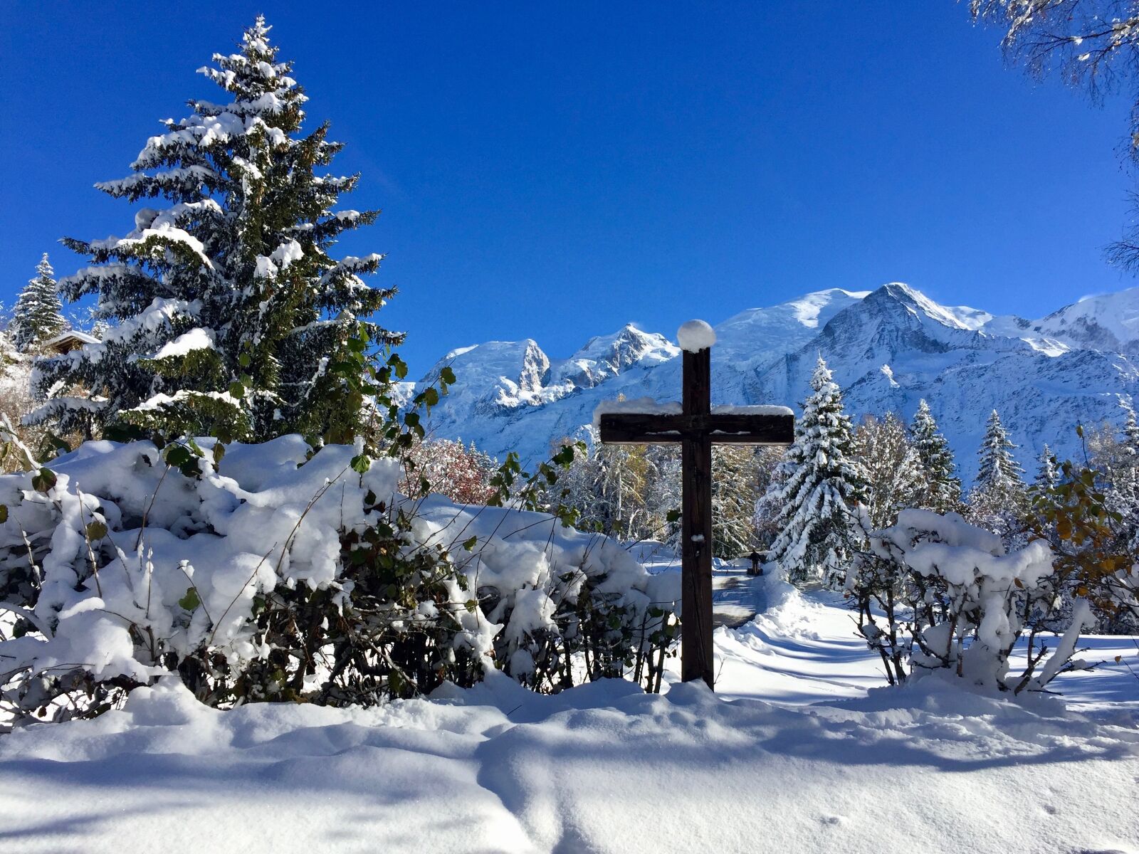 Apple iPhone 6 sample photo. Snow, cross, alps photography