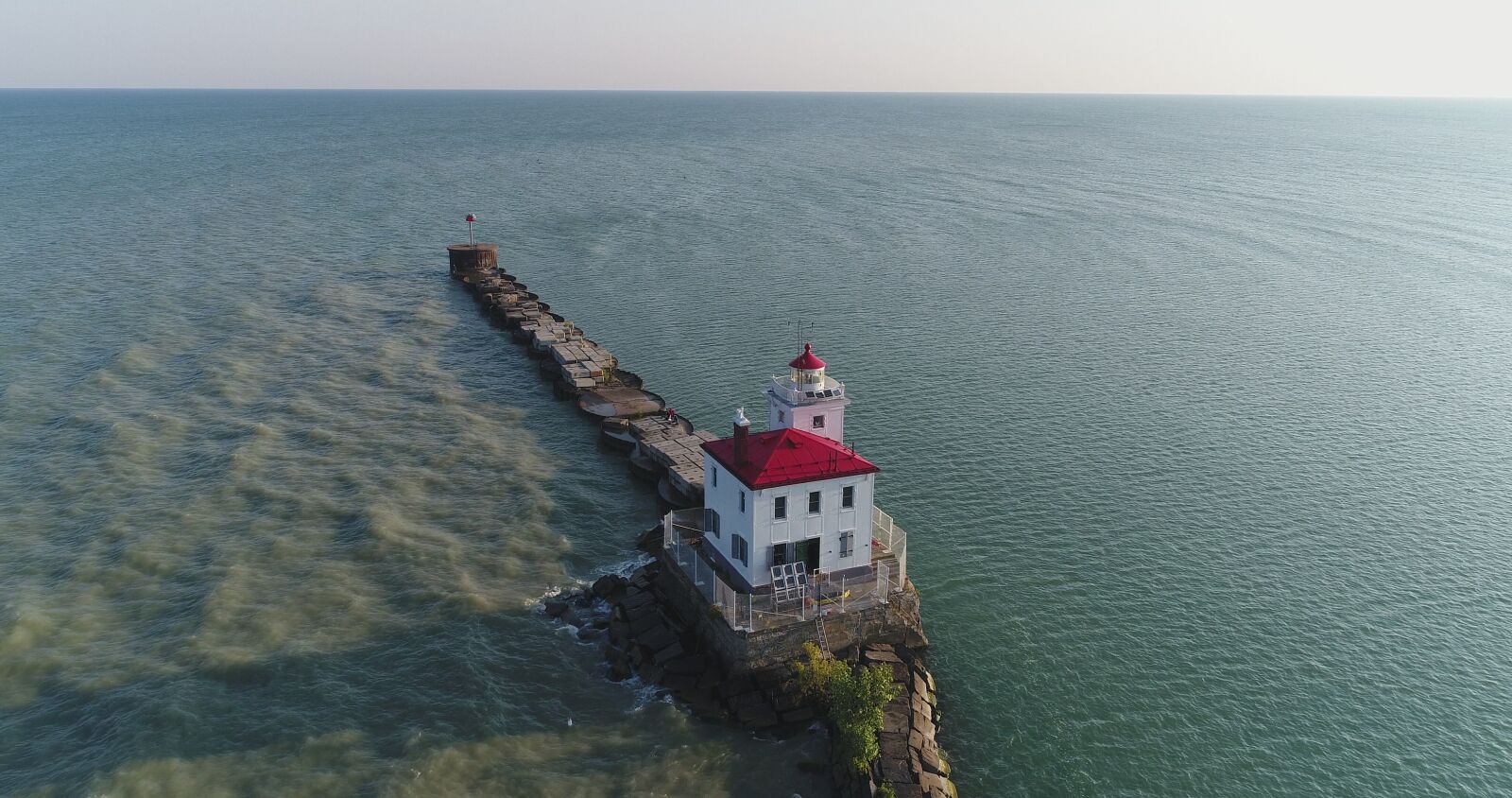 DJI FC6310 sample photo. Lighthouse, lake erie, ohio photography