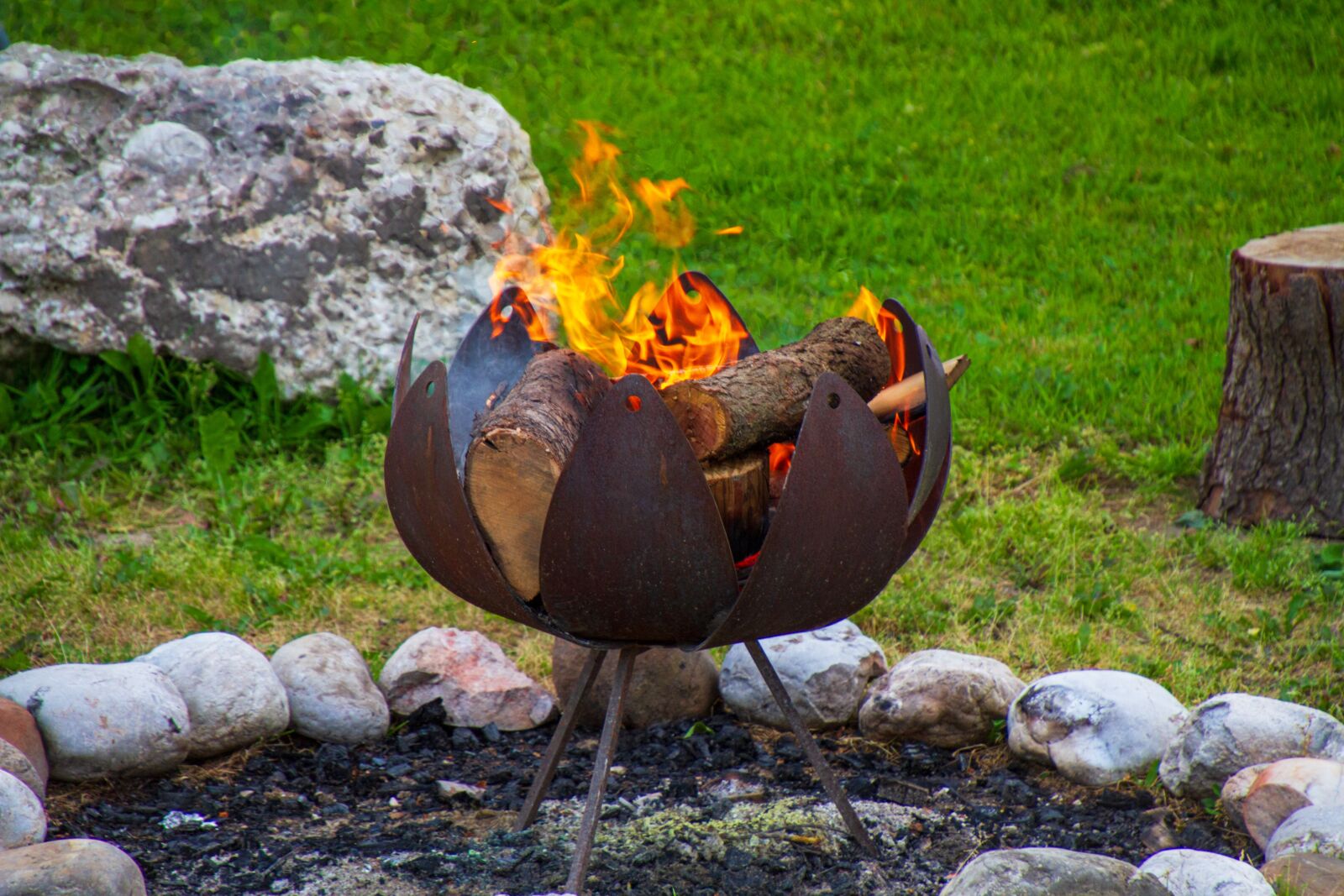 Canon EOS 7D sample photo. Campfire, fire rose, wood photography