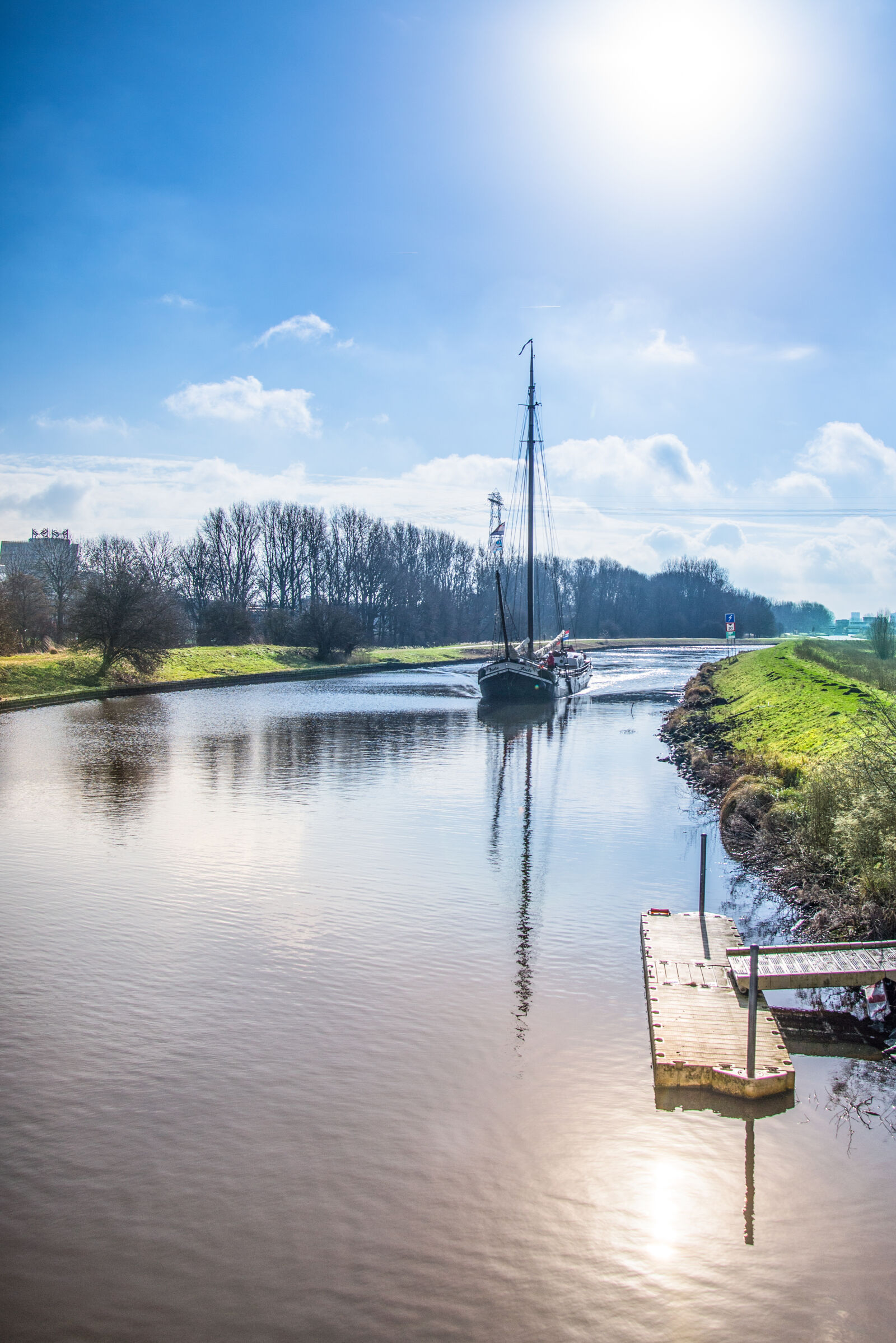 Nikon D600 sample photo. Blue, boat, canal, clouds photography
