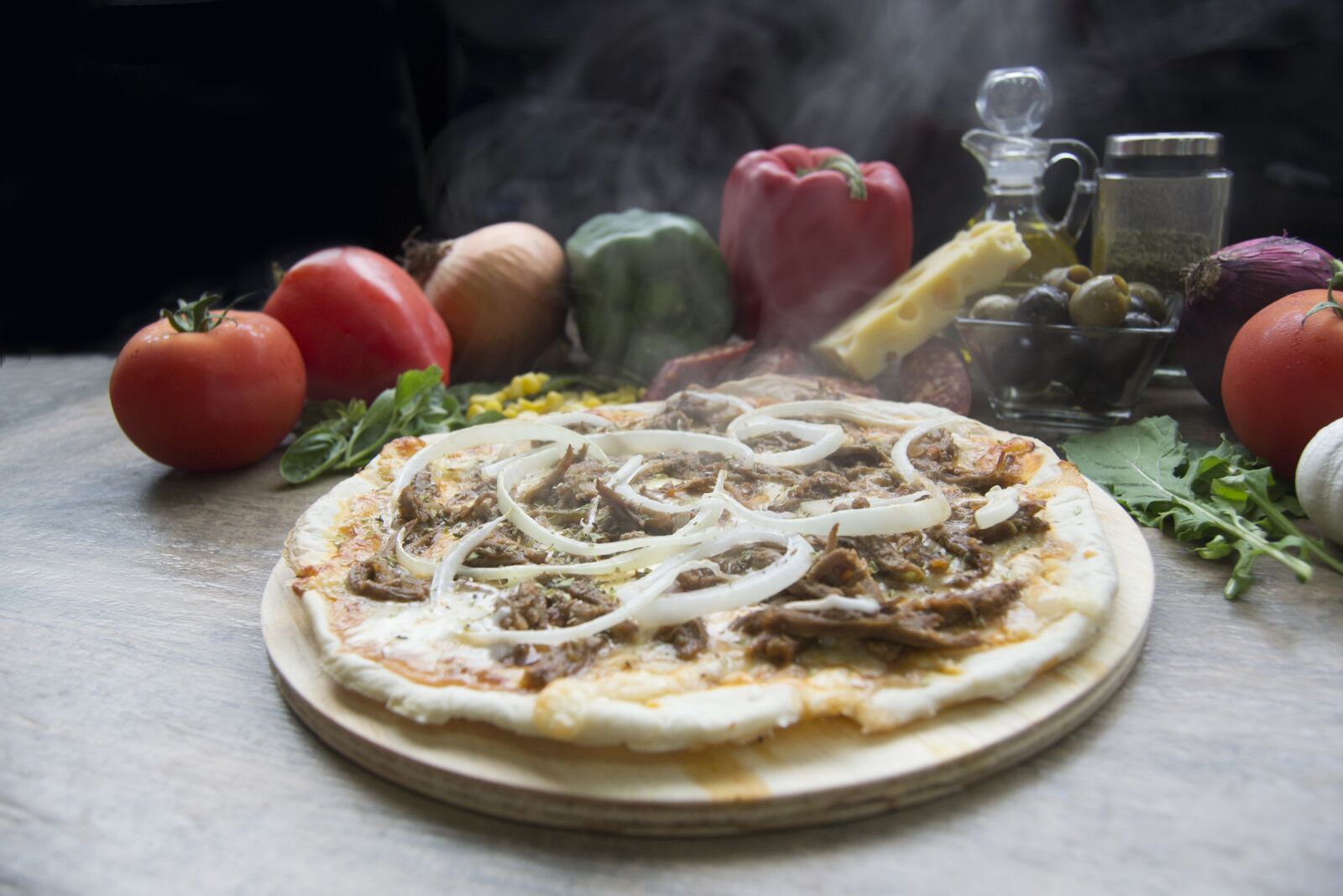 Nikon D3100 sample photo. Pizza, shredded beef, pizza photography