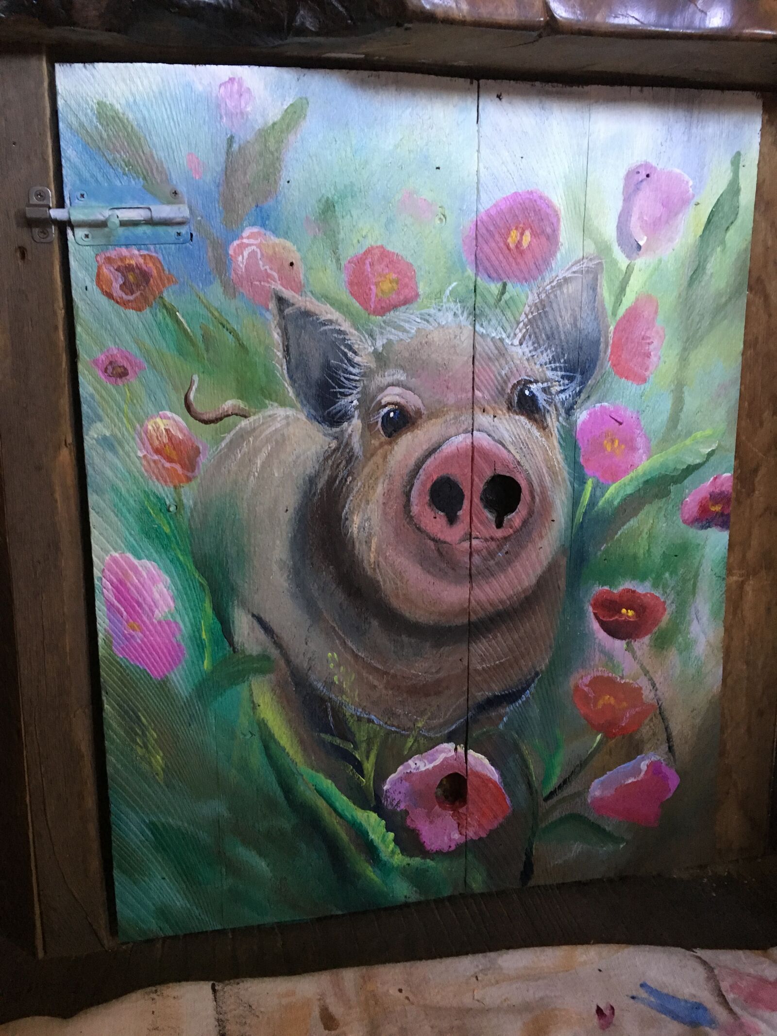 Apple iPhone 6s sample photo. Piggy door, hand-painted, barn photography