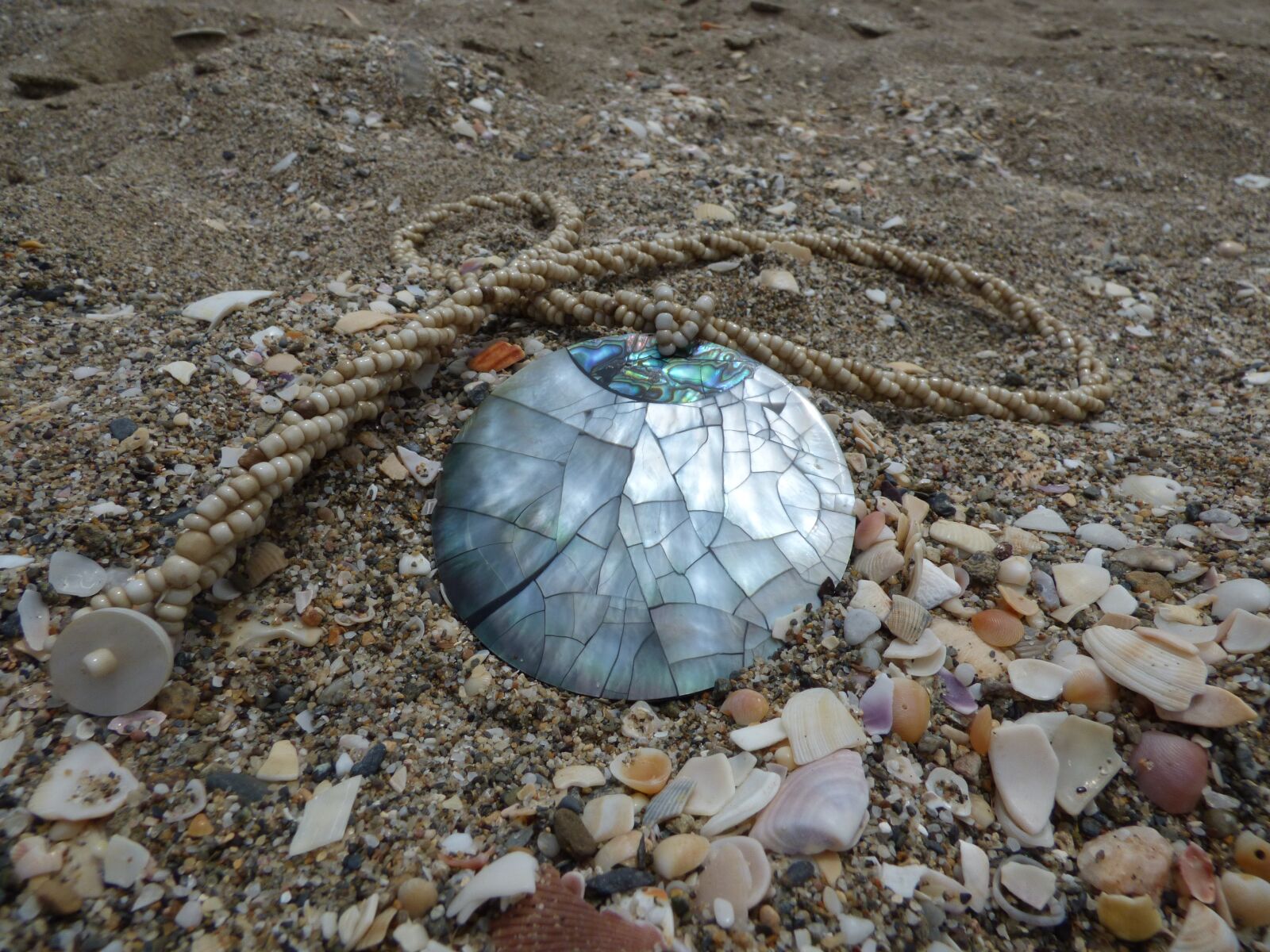 Panasonic DMC-FZ72 sample photo. Pendants of mother-of-pearl, beach photography