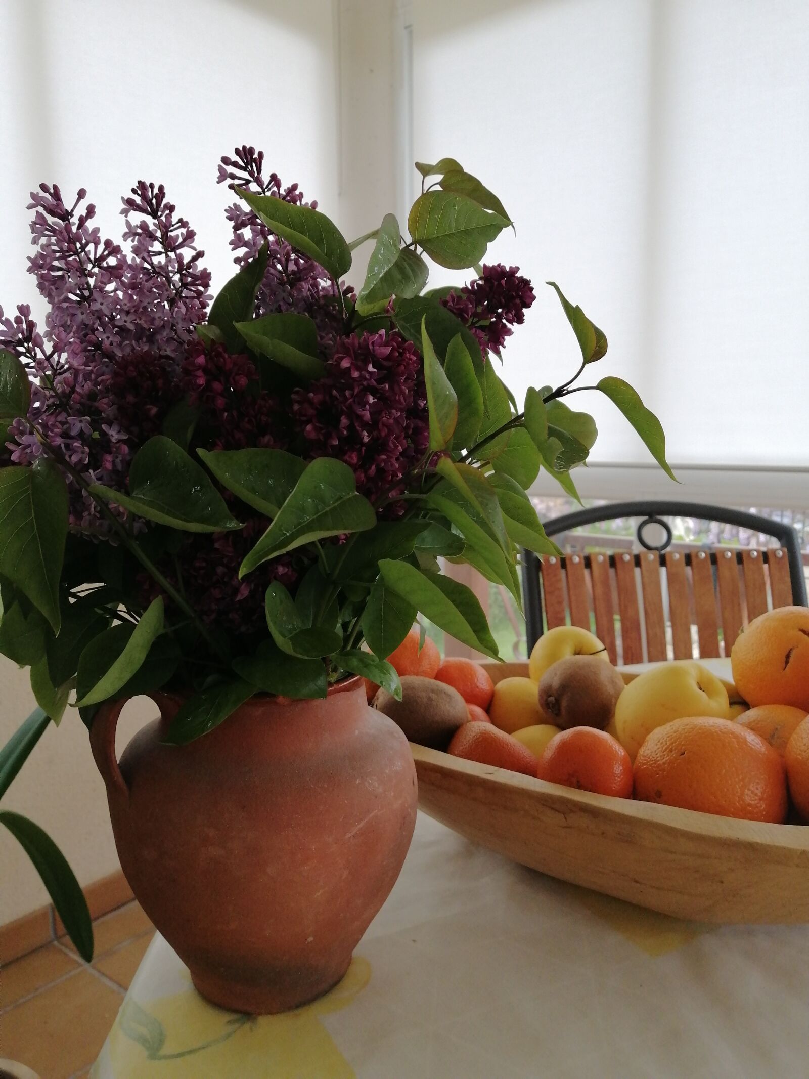 HUAWEI STK-LX1 sample photo. Fruit bowl, lilacs, garden photography