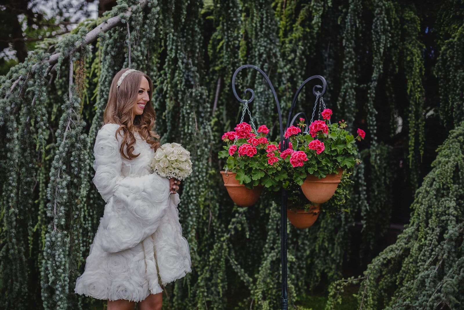 Canon EOS 5D Mark III + Canon EF 50mm F1.4 USM sample photo. Wedding dress, gorgeous, flowerpot photography